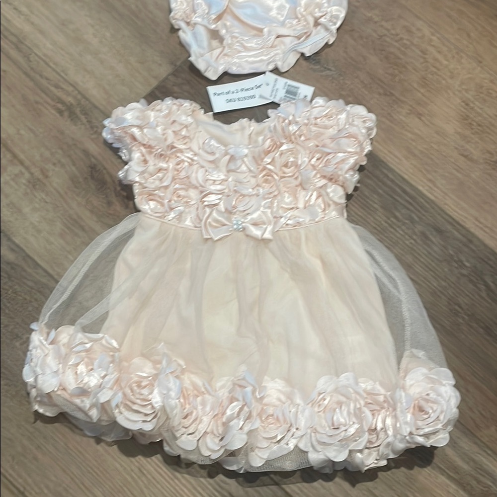 Elegant Cream Floral Kids Dress